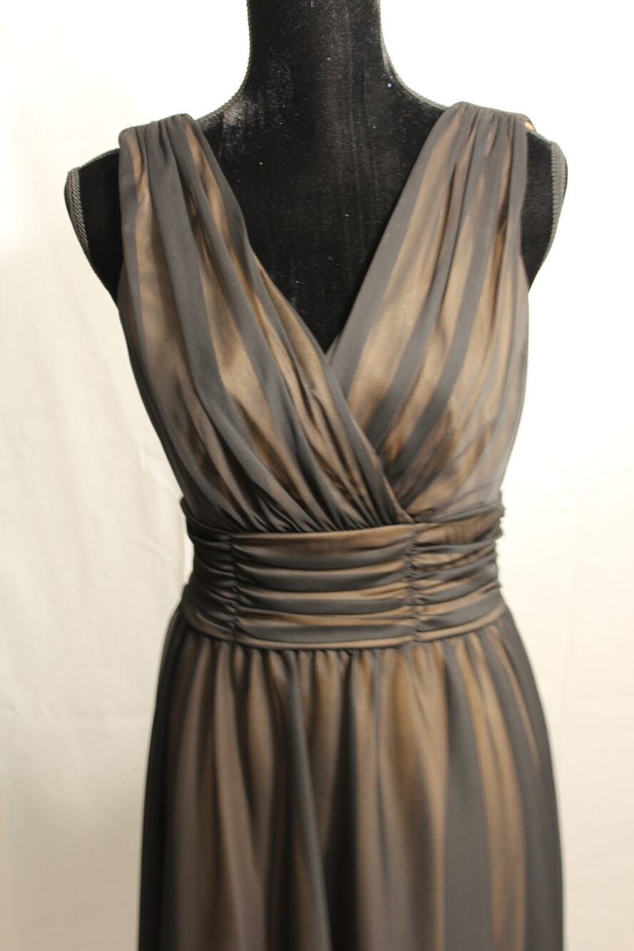 Connected Apparel Womens Sz 8 Black Mesh Overlay Cocktail Dress Tan Lining